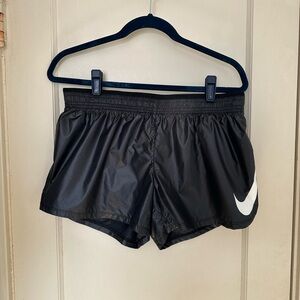 Nike Women's Black Athletic Shorts with White Swoosh